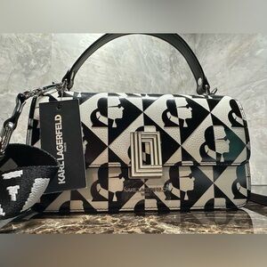 Karl Lagerfeld Black and White
Simone Handbag W/ Crossbody Strap.